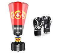 Dripex Sac de Frappe sur Pied Adulte avec Gants 175 cm Sac de Boxe Autoportant MMA Punching Ball pour Karaté Fitness Taekwondo - Rouge