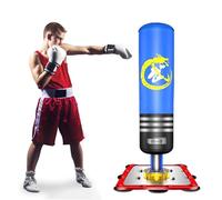 Dripex Sac de Frappe sur Pied Rempli 120 cm Sac de Boxe Adolescent Punching Bag avec 12 Ventouses pour Karaté Taekwondo MMA - Bleu