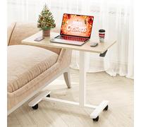 Dripex Table d'appoint avec roulettes - Hauteur réglable pour Ordinateur Portable, Bureau en Bois, canapé, Table de Nuit, café - pour Chambre, Salon Couleur chêne