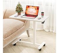 Dripex Table d'appoint avec roulettes - Hauteur réglable pour Ordinateur Portable, Bureau en Bois, canapé, Table de Nuit, café - pour Chambre, Salon Blanc