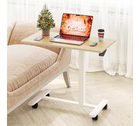Dripex Table d'appoint réglable en hauteur avec roulettes, table de lit mobile, bureau en bois, table de chevet, table de soins, pour chambre à coucher, salon, couleur bois, 40 x 80 cm