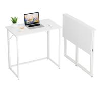 Dripex Table de Bureau Pliante Bureau Informatique Pliable Petit Table d'Ordinateur, Assemblage Simple, 80 x 46 x 74 cm - Blanc
