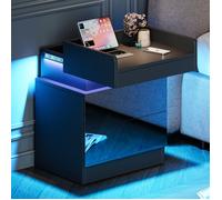 DRIPEX Table de Chevet avec Bande LED Multicolore et 2 tiroirs de rangement,Chevet avec Espace de stockage au niveau supérieur,Noir