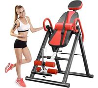 Dripex Table d'inversion Pliable réglable entraîneur de gravité Banc d'inversion Équipement pour de Gym à Domicile Entraînement Poids de l'utilisateur jusqu'à 150 kg (Rouge)