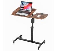 Dripex Table d'ordinateur Portable 80 × 40 cm avec 4 roulettes, Bureau réglable en Hauteur de 69 à 98 cm, Table d'ordinateur de Bureau Mobile, Table d'appoint pour canapé Salon, Marron Vintage