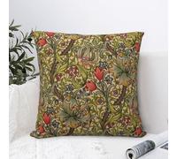 Dripglw William Morris Housse de coussin décorative douce et confortable pour décoration d'intérieur, canapé, salon - Motif floral doré - 45,7 x 45,7 cm