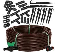 Dripline Haute Qualité Kit Irrigation goutte-à-goutte Espacement 33 cm 16mm (16mm/2.0 LPH, 50m+accessories, Marron)