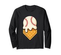Dripping Ice Cream Baseball Home Plate Funny Sports Lover Manche Longue
