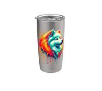 Dripping Paint Art American Eskimo Dog Gobelet isotherme en acier inoxydable double paroi