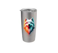 Dripping Paint Art American Eskimo Dog Gobelet isotherme en acier inoxydable double paroi