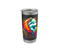 Dripping Paint Art American Eskimo Dog Gobelet isotherme en acier inoxydable double paroi