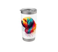 Dripping Paint Art Briard Briards Berger de Brie Dog Gobelet isotherme en acier inoxydable double paroi