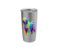 Dripping Paint Art Briard Briards Berger de Brie Dog Gobelet isotherme en acier inoxydable double paroi