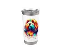 Dripping Paint Art Petit Basset Griffon Vendéen PBGV Gobelet isotherme en acier inoxydable double paroi