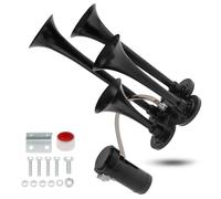DriSentri Kit de klaxons de train, 4 trompettes, super puissants 185 dB, compatibles avec véhicules 12 V, noir en alliage de zinc