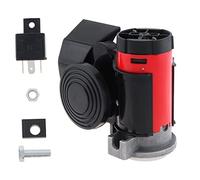 DriSentri Klaxon à Air Comprimé pour Moto, Corne de Train pour Camion 12V 139dB Snail Noir Compact Double Air Corne pour Véhicule de Voiture pour Véhicule de Moto
