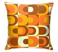 Drissa Housse de Coussin carrée décorative avec Motif rétro années 70 dans Les Tons Orange et Marron, 45,7 x 45,7 cm, pour décoration d'intérieur, canapé, Salon, lit, Voiture, canapé
