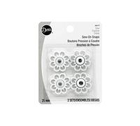 Dritz Boutons-pression à coudre avec motif floral, blanc, taille 25 mm