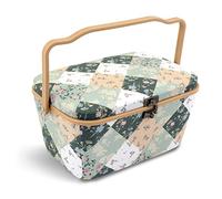 Dritz Grand panier à couture ovale vert patchwork