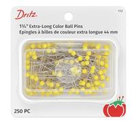 Dritz Lors de 250 épingles à tête Ronde colorée en Acier Extra Longue Taille 28