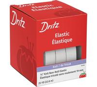 Dritz Tricot élastique Non roulé 1,9 cm x 22,9 m, Blanc, Caoutchouc synthétique, 1,9 cm x 22,9 m