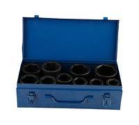Drive Jeu de douilles à chocs profonds, 10 pièces Jeu d'écrous de clé de 1 pouce douille poids lourd en acier au chrome-vanadium avec boîte en plastique 22/24/27/30/32/36/38/41/46/50 mm