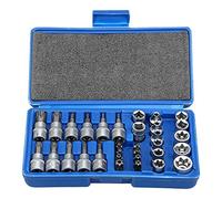 Drive Male Female Torx Star Bit Socket E-Socket Set Handheld Tool - 34 Pcs, Star Socket Set For Hand Use Work On Cars, Trucks, Machinery, and Other Jobs With Storage Case, Blue