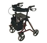 Drive Medical Déambulateur TORRO en Rouge pour utilisation intérieure et extérieure | Aide-marche stable avec siège et dossier | avec panier de rangement et porte-béquille | Cadre en aluminium de 6,9