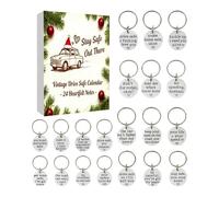 Drive Safe - Keychain Advent Christmas Calendar, 24 Days Car Key Chain, Keyring Countdown Set for Drivers, Personalized Reminder for Commuters, New Car Owners, Young Adults, Metals