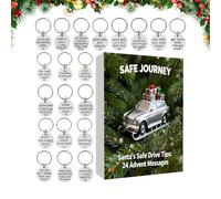 Drive Safe - Keychain Advent Christmas Calendar, 24 Days Car Key Chain, Keyring Countdown Set for Drivers, Personalized Reminder for Commuters, New Car Owners, Young Adults, Metals