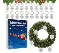 Drive Safe Keychain Advent Christmas Calendar - 24 Days Car Key Chains, Keyring Countdown Set, Holiday Safety Surprise for Dad Husband Drivers Commuters, Christmas Accessory, 10.24x7.09x1.18 Inches