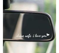 Drive Safely - Lot de 2 autocollants « I Love You » - En vinyle imperméable - Pour rétroviseur de voiture - Avec cœur - Sécurité de conduite