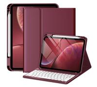 drivego Coque Clavier pour iPad A16 11" 2025/10ème Génération 10.9" 2022 | Étui Clavier à Touches Anti-Arrachage, Charge rapide USB-C et Emplacement Apple Pencil, AZERTY, Bordeaux