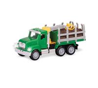 Driven by Battat Camion grumier Micro, avec lumières, Sons et Grue | Comprend 10 pièces au total : 1 camion grumier et 9 rondins, grue pivotante à 360°, portes et capot ouvrants, 3 ans et +