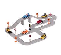 Driven by Battat - Jeu de Construction - Ensemble de 57 pièces - Pistes connectables - Mini véhicules Jouets et Accessoires - 3 Ans et +