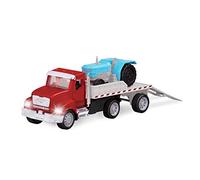 Driven by Battat - Toy Flatbed Truck with Lights and Sounds - Small Red Toy Farm Vehicle - Toy Truck & Tractor for Kids - Movable Parts - 3 Years + - Micro Flatbed Truck