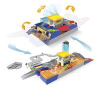 DRIVEN by Battat - Piste de course Pocket 2 en 1 (80 pièces) - Atelier d'auto et piste de course - Jeu pliable avec rails et petites voitures - 3 ans et +