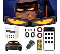 DriveNova 2PCS Yeux LED Pour Camion, 120*595mm Yeux de Diable Pour Voitures, Ecran LED Programmable Voiture Avec ContrôLe Par Application, Lumières Devil Eyes pour Voiture, Camion, Vitrine de Magasin
