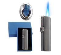 DriveNova 3 Jet Flammes Briquet à Gaz, Briquet Tempete Gaz Rechargeable, Briquet Coupe-Vent Portable pour Bougies, Cuisine, Camping, Barbecue, Cheminée