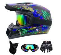 DriveNova Casque Cross pour Enfants et Adultes, Casque Moto Cross Casques de Motocross avec Gants Lunettes Masques, Casques VTT Integral pour Quad Bike Vélo De Montagne Dot Certification (L-XL)
