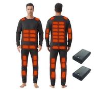 DriveNova sous Vêtements Chauffants pour Homme, 42 Zones Ensemble de sous Vêtements Thermiques Chauffants Électriques avec Batterie, Fonctionnel Ensemble de sous-Vêtement Ski Chauffants pour Hiver