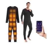 DriveNova sous Vêtements Chauffants pour Homme, Ensemble de sous-vêtements Thermiques Chauffants avec 5 Niveaux de Température, Électriques USB 20 Zones Ensemble de sous-Vêtement Ski Chauffants