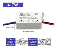 Driver d'isolation LED 2-3 W, 3-5 W, 4-7 W, 8-12 W, 13-18 W, 18-24 W, 250 mA, transformateur à courant constant AC110-265 V for spot encastré(4-7W DC12-25V)