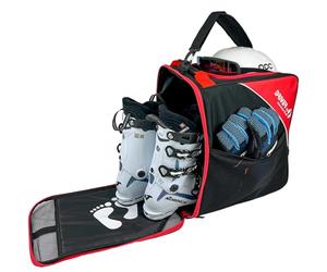 Driver13 Sac pour Chaussures/Chaussures de Ski avec Compartiment Casque (bootbag) pour Chaussures de Ski et Boots de Snowboard (Noir/Rouge)