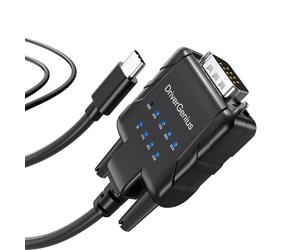 DriverGenius SerialFlareX | Convertisseur USB-C vers RS232 Série (DB9) avec 9 x LEDs de Surveillance - Compatible avec Windows 11, macOS 15 【4 Pièces/Pack】