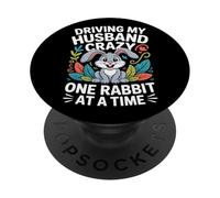 Driving My Husband Crazy One Rabbit at A Time Funny PopSockets PopGrip Adhésif