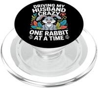 Driving My Husband Crazy One Rabbit at A Time Funny PopSockets PopGrip pour MagSafe