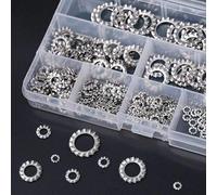 Drivstraw 300pcs Rondelles de Verrouillage Dent Étoile Externe Assortiment Kit - Rondelles Antidérapantes en Acier Inoxydable 304 pour Boulons M2.5, M5, M6, M8 et M10