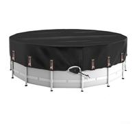Drivstraw Bâche ronde pour piscine extérieure, bâche solaire en tissu Oxford avec cordon de serrage coupe-vent, 3 à 5,5 m, compatible avec les réservoirs de stockage et les piscines pour enfants (3,7