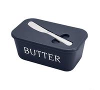 Drivstraw Beurrier avec spatule, récipient à beurre en plastique et boîte à fromage pour cuisine, réfrigérateur, 16,7 x 9,7 x 7,4 cm, noir, gris, blanc, bleu, foncé (bleu)